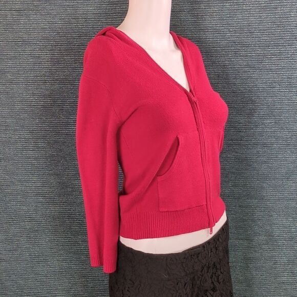 Vintage Rampage Cropped Red Hoodie Sweater, 3/4 Length Sleeves - Picture 8 of 10